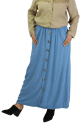 Jupe longue boutonnee avec poches et ceinture - Couleur bleue